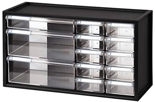 livinbox Plastic Organiser with Transparent Drawers for Arts, Crafts, Sewing Supplies, Stationery ans Office Supplies, Wall Mountable, Stackable Storage Cabinet (Black, 13 Drawers)