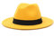 GEMVIE Herren Fedora Filzhut Damen Outdoor Gentleman Jazz Panamahut Gelb Umfang 59-60cm