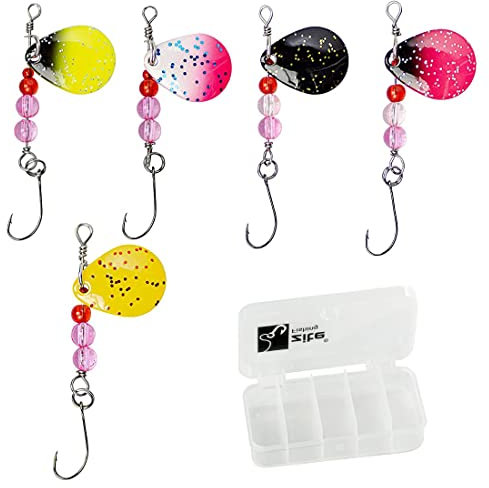 Zite Fishing Forellen-Spinner Angelköder-Set - 5 Ultra Light Spoons Rotierend 2,4g - Einzelhaken Barsch-Köder in Box