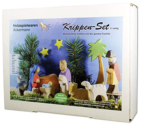 Weihnachtskrippen-Set aus Holz – 11 Krippenfiguren, aus Schwäbischer Handarbeit (100% ökologisch)