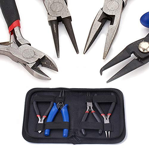 Cheriswelry 4pcs Pliers Tool Set Wire Cutter Plier Round Nose Plier Side Cutting Plier Split Ring Plier Small Tool Kit for Jewellery Repair Beading