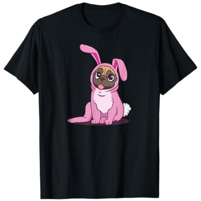 Oster Mops Welpe mit rosa Osterhasen Kostüm Pug Möpse Hund T-Shirt