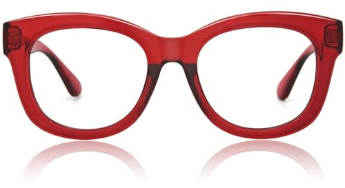JiSoo Reading Glasses 2.5 Women/Ladies Designer Oversized Readers, Thick Large Round Ladies Reading Glasses 2.5, Red