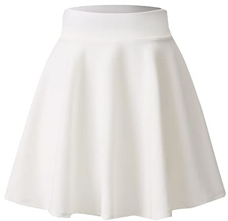Hoerev Femmes Filles Évasé Casual Mini École Tennis Patineur Casual Jupe De Danse avec Deux Poches Latérales Et Short Intérieur,Blanc avec Bande élastique,3XL