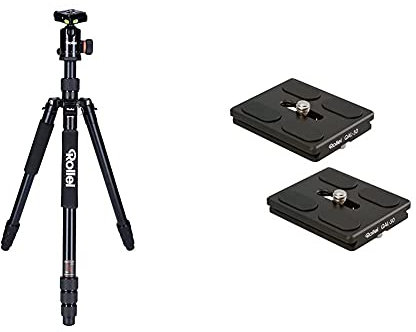 Rollei C6i - Kamerastativ mit Stativkopf und Tasche - Aluminium - Arca Swiss kompatibel & professionelle Kamera-Schnellwechselplatte/Schnellverschlussplatte, Passend für alle Kameras - 2 er Pack
