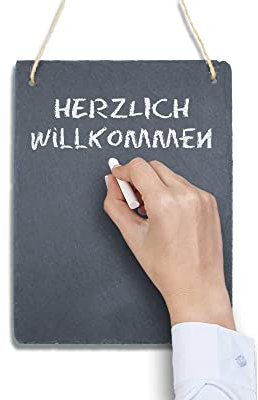 G. Wurm GmbH + Co. KG Schiefertafel zum selbst Beschriften mit Juteband zum Aufhängen 20x25 cm z.B. als Memoboard in der Küche oder einfach nur für dekorative Botschaften -Kreidetafel - Landhaus