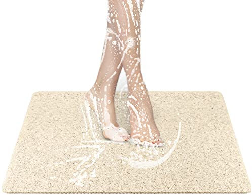 Bylphy Duschmatte rutschfest, Anti-rutsch Badewannenmatte mit Massage-Effekt, PVC-Luffa Duschmatte, Schnell Trocknend Badematte für Badewanne und Nassbereiche (Beige, 80 x 40 cm)