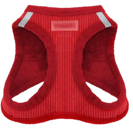 Voyager Step-In Plüsch-Hundegeschirr by Best Pet Supplies - Step-In-Westengeschirr für kleine und mittelgroße Hunde, Weicher Plüsch, Roter Kordr, Size XL - Brust 52-58 cm