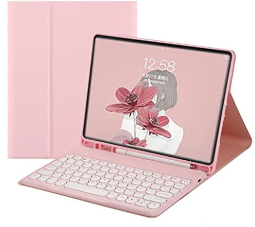 QIYIBOCASE Keyboard Case for iPad Air 13 Inch M2 2024/ iPad Pro 12.9 Case (6th/5th Gen/4th Gen),Candy Round Keys Detachable Magnets Keyboard Case with Pencil Holder, Pink