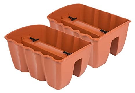 Lot de 2 pots de fleurs suspendus - 39,5 x 28,5 x 20,5 cm - En terre cuite