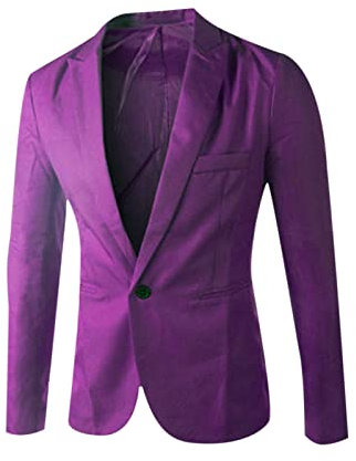 HAOLEI Blazer Uomo Elegante, Giacca da Smoking Formale da Lavoro con Tasche Blazer a Collo V Classic Festa Smoking Cardigan Smoking Vestito Elegante Viola XXXL