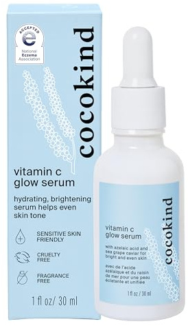 Cocokind Vitamin C Glow Serum with Azelaic Acid and Sea Grape Caviar for Bright and Even Skin, 1 Fl Oz