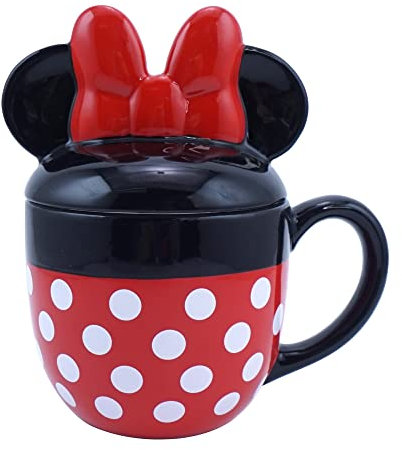 Disney Tazza a forma di Minnie Mouse con coperchio, tazza 3D con Minnie Mouse