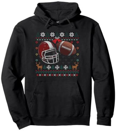 Football Ugly Christmas Sweater Ball Sports Player Pullover Hoodie