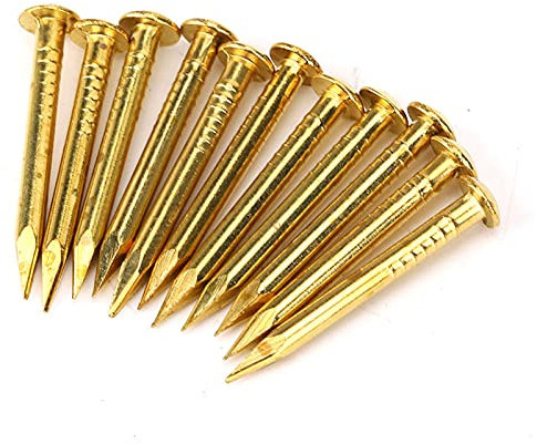 100 Clavos de Latón, Clavos de Roseta de Latón, Pasadores de Roseta, Cabeza Redonda, Clavo de Latón para Madera, Marco de Fotos, Espejo Colgante, Bisagras de Muebles, Accesorios (22 mm de largo, en