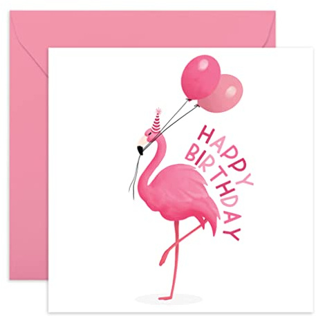 Central 23 Geburtstagskarte für Schwester – Flamingo – rosa Happy Birthday-Karte für sie – Geschenke für Freundinnen, Tochter, Nichte – kommt mit Aufklebern