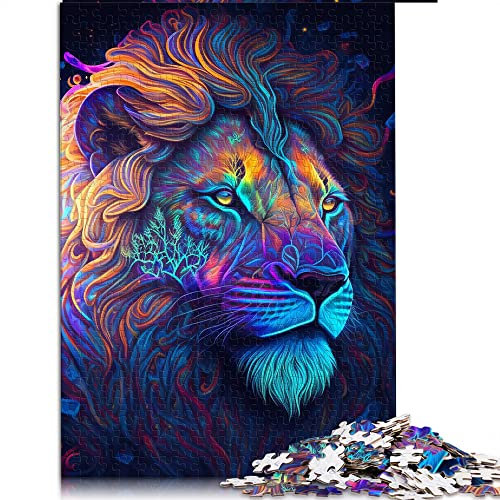 Puzzles für Erwachsene 1000 Teile Psychedelischer Löwe Puzzles für Erwachsene Holzpuzzle Lernspielzeug (Größe 50x75cm)