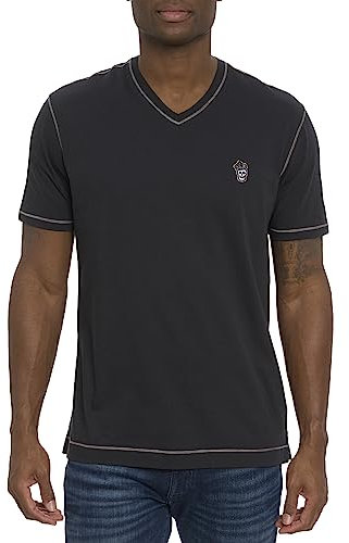 Robert Graham Herren Damien S/S Knit T-Shirt, Schwarz, 3X-Groß