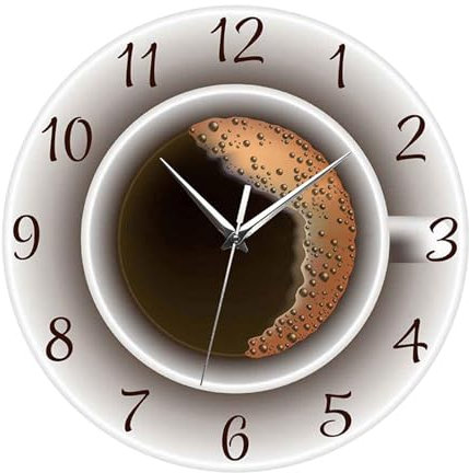 Baoblaze Coffee Wall Clock Decorative Coffee Cup Image Hanging Clock Big Wall Clocks for Study Room Cafe Kitchen Decoration