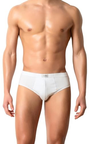 Liabel - Slip Uomo Cotone Elasticizzato (Pacco da 6) Bielastico Mutande Uomo Cotone Intimo Mutande Uomo Colorate alla Moda Bianchi Neri Grigio (XL, Bianchi)