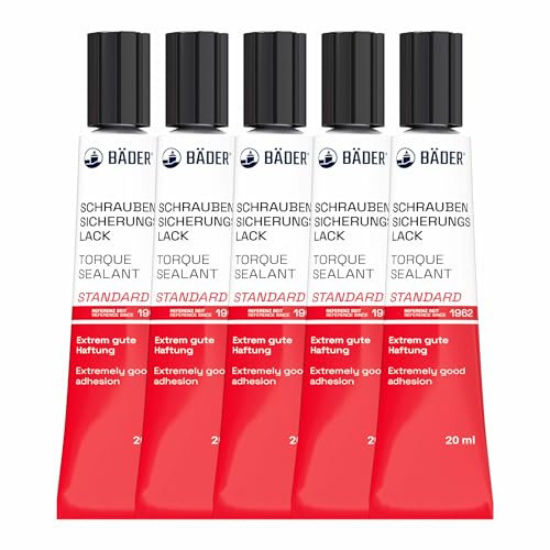 BÄDER LACKE - Lote de 5 botes de barniz para tornillos (20 ml, para asegurar, firmar, sellar, sellar, así como para la detección de manipulaciones), color rojo