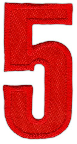 Number Five 5 Number Number Red Iron-On Patch Iron-On Patch Iron-On Patch Appliqué Patch Size 2.5 x 5.0 cm