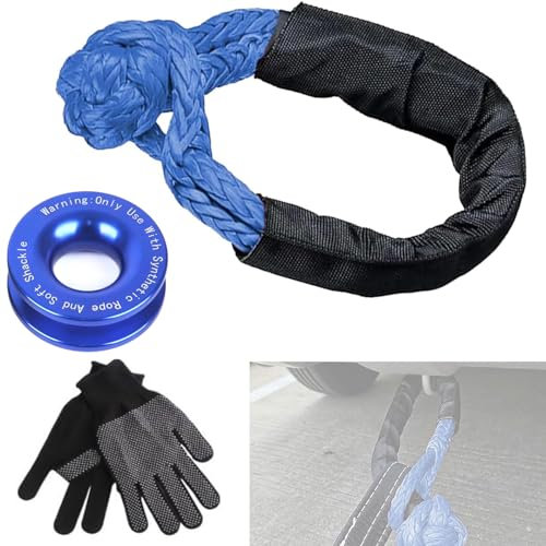 Weicher Schäkel, Offroad-Schäkel, Abschleppseil Weicher Schäkel,Schwere Bergungsrolle Zur Verwendung Mit Synthetischen Schäkeln Und Weichen Schäkeln Für Windenleinen,für die Autorettung (Blau)