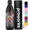 Proworks Botellas de Agua Deportivas de Acero Inoxidable Cantimplora Termo, Doble Aislamiento 12 Horas Caliente y 24 Horas Frío 1L - Todo Salpicaduras de Pintura Negra - Perro