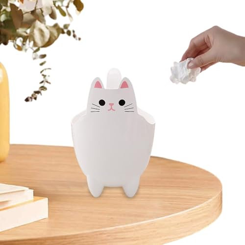 Anulely - Cubo de basura para escritorio - Escritorio con forma de gato, cubo de basura, mesa con forma de gato, lata | Papelera de escritorio de escritorio, papelera de dibujos animados para
