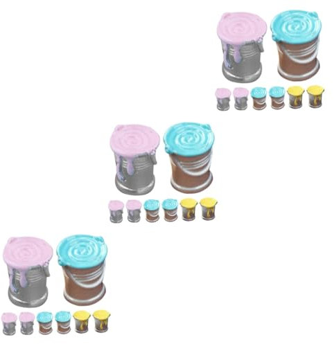 Toyvian 24pcs Mini Paint Bucket Doll House Decor Micro Landscape Accessories Dollhouse Miniature Furniture