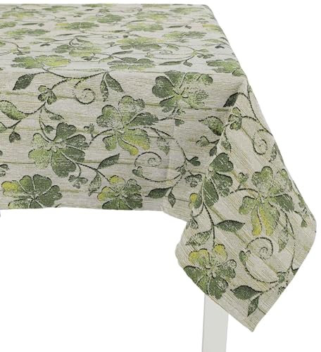 IL BOTTEGONE Tovaglia Copritavolo Rettangolare 140x240 in tessuto gobelin jacquard Made in Italy (Verde)