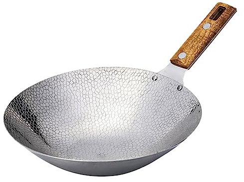 SHOWERORO Mini-wokpfanne Aus Edelstahl mit Holzgriff Antihaftbeschichtete Bratpfanne Zum Chinesischen Kochen Cm Traditioneller Wok Verschleißfester Topf