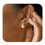 Boucles d'oreilles en perles d'argent pour femmes, boucles d'oreilles en perles hypoallergéniques, cadeau parfait pour les anniversaires de filles, les mariages et les demoiselles d'honneur (10 mm)