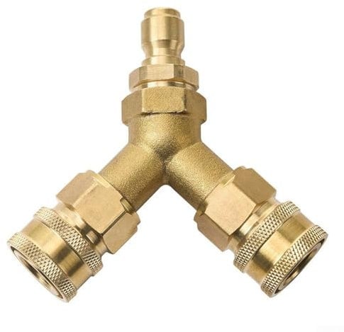 Oniissy 3/8 Fitting Pressure Washer Tee, Splitter Coupler,Brass Pressure Washer Coupler, Splitter Tee For Improved Cleaning Efficiency