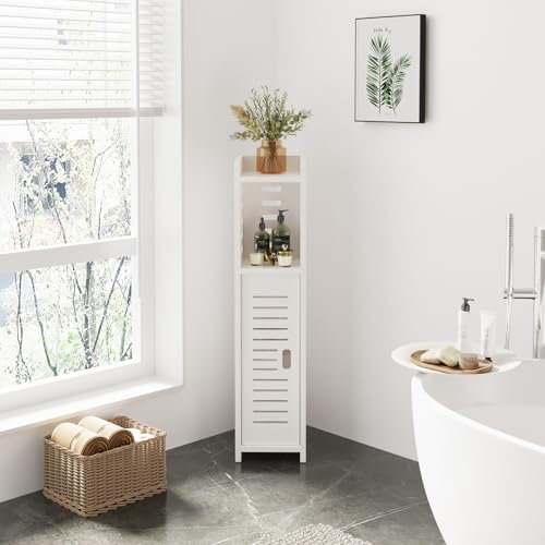 Dripex Badezimmerschrank, Toilettenschrank, Badschrank schmal, Beistellschrank, Aufbewahrungsschrank 80x18x20cm, in weiß