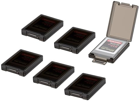 6 Stück KIWIFOTOS XQD Karten Aufbewahrung, CFB Card Case, CFexpress Typ B Karten Etui, Aufbewahrungsbox Durchscheinendes Schwarz