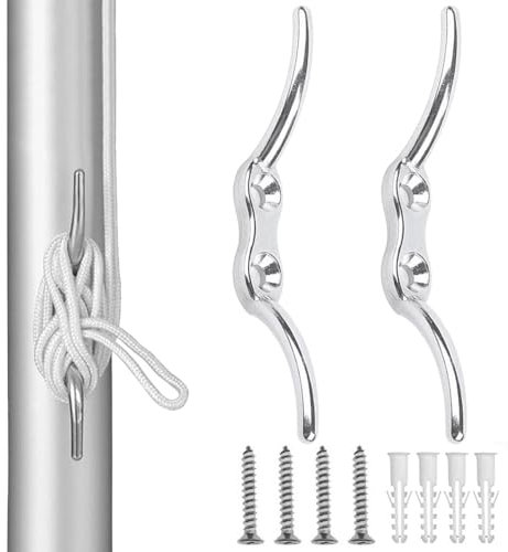 2 Pack Boat Mooring Cleat 4 Inch Rope Cleat Hook Stainless Steel Boat Dock Cleats with Mounting Screws Boat Mooring Accessories for Boats Yachts Flagpole