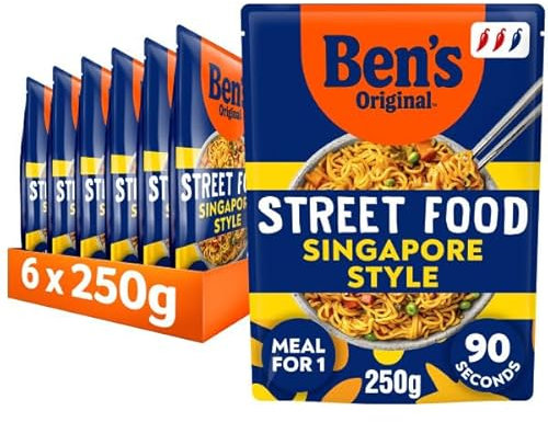 Ben's Original Street Food Singapore ready in 90 seconds Noodles Ready Meal serves 1 multipack 6x 250g