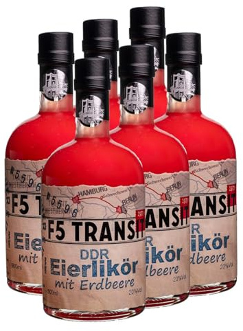 DDR Eierlikör mit Erdbeere 6x0.5l (20% Vol) No. 5596 - DDR Edition | F5 Transit | Eierlikör nach DDR-Rezept - Ration | 6 Flaschen | Schwechower Brennerei (1229)