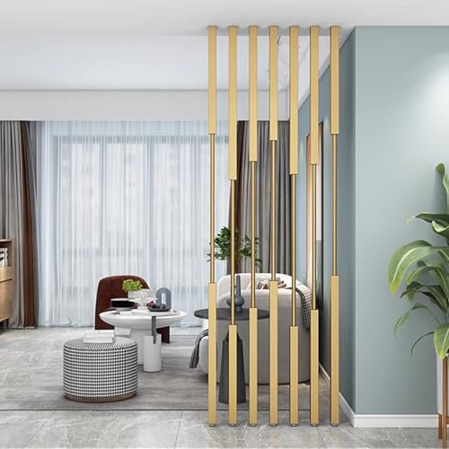 Junvstor Bürodekorsäule Raumteilerpfosten, stehender Sichtschutz, Moderne Trennwände 65-300 cm Trennwand, Metalllamellen Trennsäule 5/8/10 Stück(TypeD,255cm/100in/8.37ft)