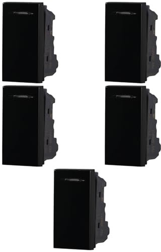 5x Pulsante 16A, Moduli neri, nero, Compatibile Con BTicino Axolute, frutti, interruttori, pulsanti, deviatori, dimmer, sensori, PIR, buzzer, Per Placche originali e compatibili