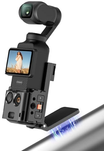 AMAZEAR Metallkäfig kompatibel mit DJI OSMO Pocket 3, Pocket3 Zubehör Schutzhülle Multifunktionaler Erweiterungsadapter mit Schnellverschluss, Rückseitigem Magnetständer, Schwarz