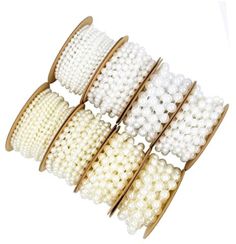 Housoutil 10M Beige Plastikkette mit Dekorationsperlen Schnurperlen für DIY Schmuck und Ausstellungsdekoration Perlen für Armbänder und Projekte