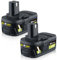 2 Stück 5,5Ah Lithium-Ionen Ersatz für Ryobi 18V Akku Kompatibel mit Ryobi Akku 18V P108 RB18L50 RB18L40 RB18L25 BPL18151 P104 P105 P107 Elektrowerkzeug mit LED-Anzeigen