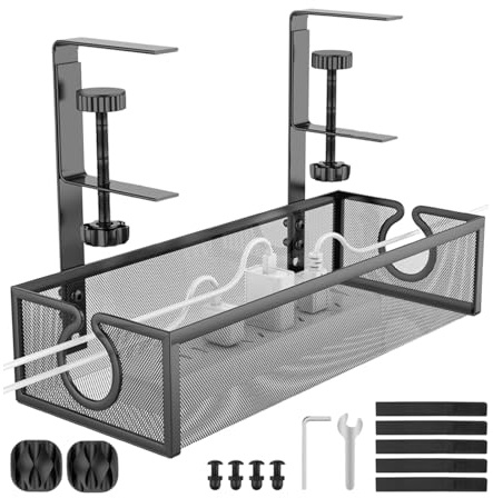 Cable Management Rail - Multifunctional Cable Organiser - Metal Mesh Organiser, Table Accessories for the Living Room, Bedroom and the