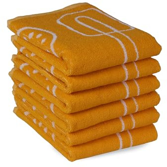 DoubleDry Küchentücher Baumwolle - 50x50cm - Frotteetücher - Oeko-Tex Zertifiziert - Hochwertige Küchenhandtücher - Küchengeräte, Gelb