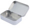 Caja de almacenamiento rectangular de metal, mini contenedor vacío de lata con tapa abatible para objetos pequeños, organizador de auriculares, 4 x 2.4 x 0.8 pulgadas