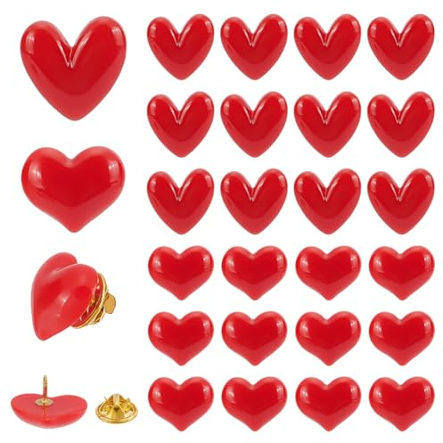CRAFTYMELODY 24 broche en Résine en Forme de Cœur 2 styles Rouge Épingle à Revers Accessoire de Costume