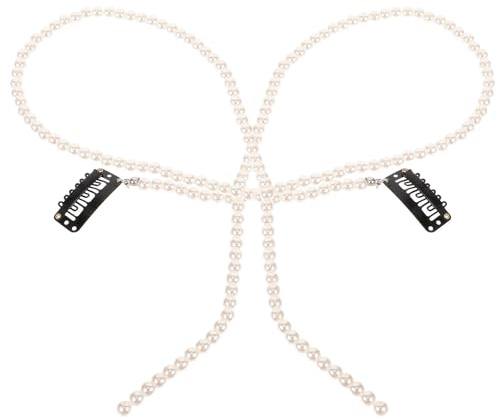 ERINGOGO 2 Stück Perlen Haarschmuck für Zöpfe Damen Leichte und Bequeme Haaraccessoires aus Kunstperlen und Kette Modisches Design für Viele Anlässe