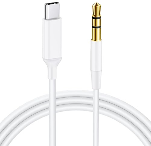 Poutek Câble USB C vers 3,5mm Jack 1.2M, Cable Auxiliaire USBC vers Jack Compatible pour iPhone 17 16 15 Pro Max/17 16 15 Pro/17 Air, Galaxy S25/S24/S23/S22, Xiaomi